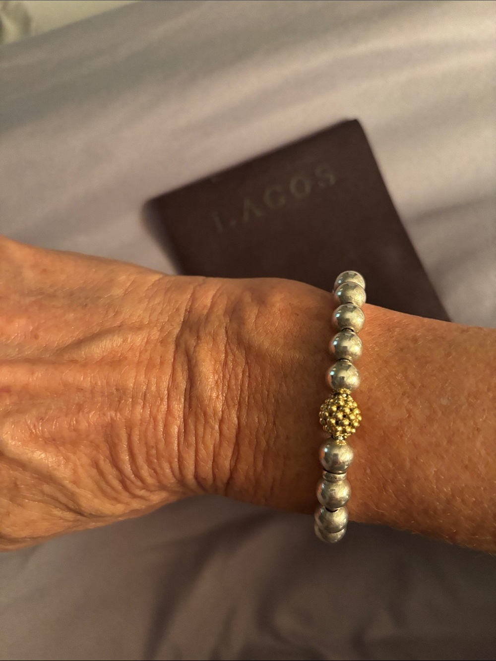 LAGOS Silver Bead Bracelet with 18k Gold Accent Sphere - Picture 2 of 3